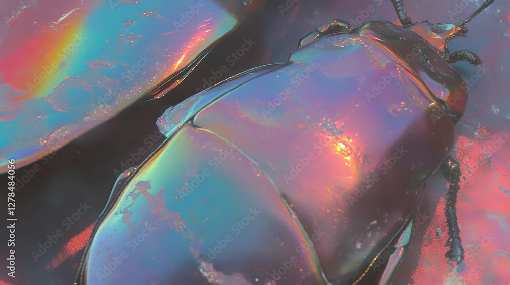 Poster iridescent beetle shell texture for nature-inspired design and visual concepts