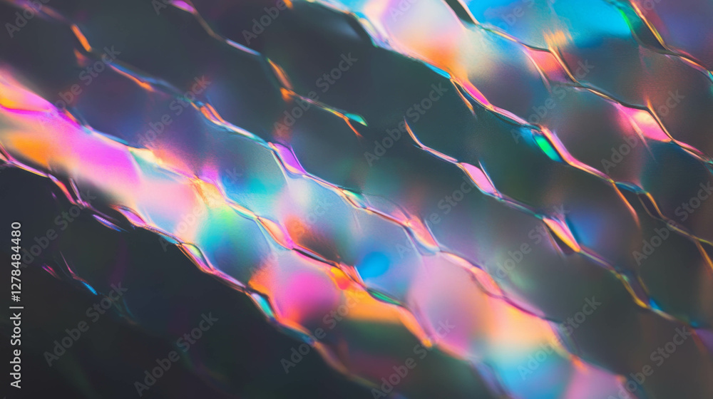 Poster iridescent chameleon skin texture with shimmering colors for creative design