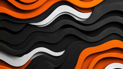 Abstract Orange Black White Wave Background Modern Design Elegant Stylish Graphic Texture Pattern Digital Art Illustration Wallpaper Image for Web    