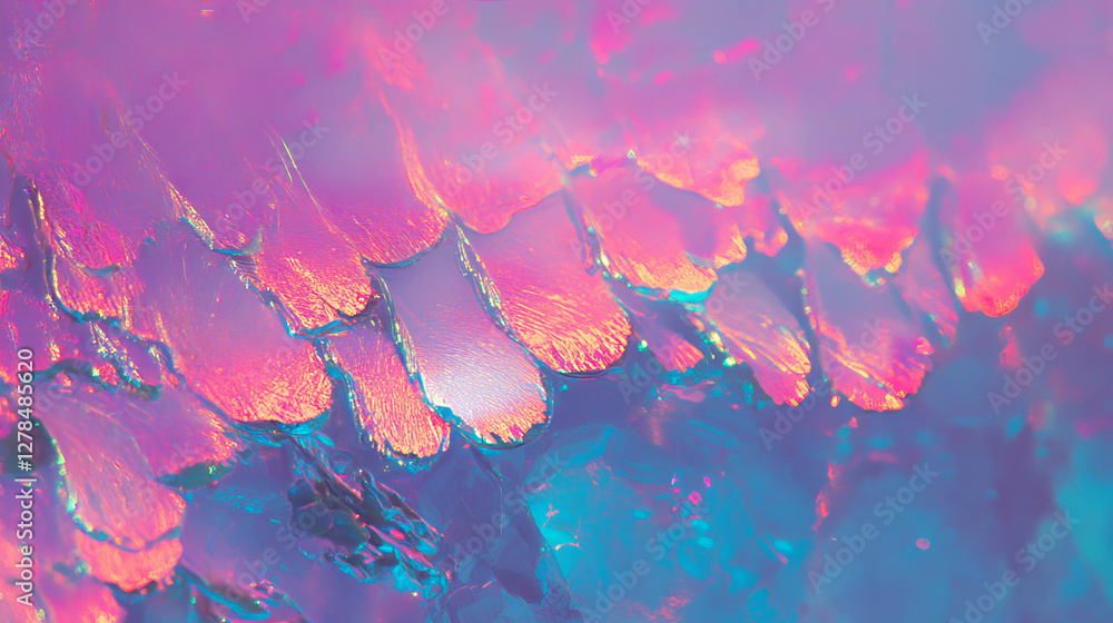 Poster iridescent peacock feather texture with vivid colors for design and decor