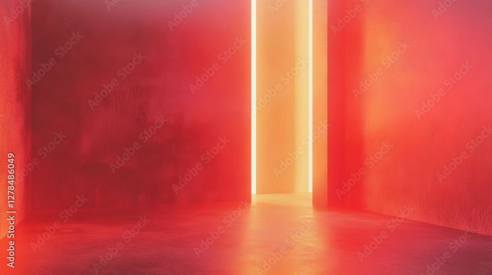 Poster abstract iridescent red and orange wall texture with light patterns for interior design
