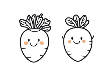 Fototapeta premium Tiny carrot with a smiling face, wearing a leafy hat.