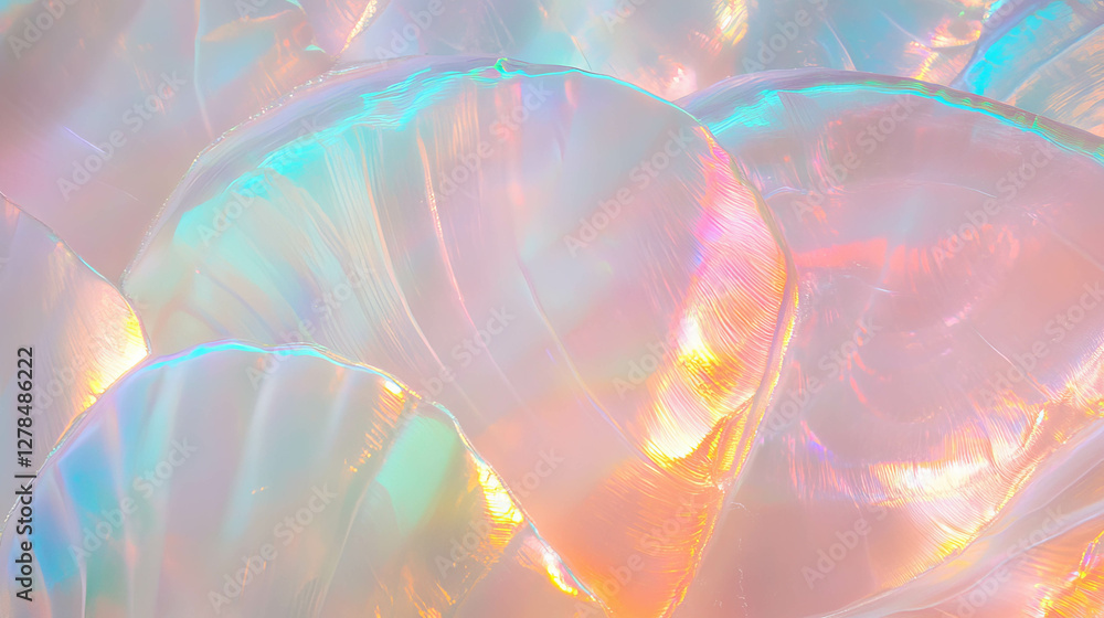 Poster Iridescent seashell wall texture with pearly effect for elegant design inspiration