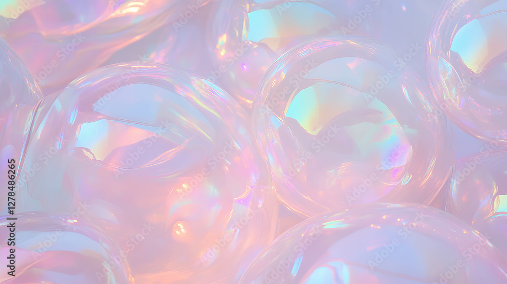 Poster iridescent soap bubble texture with light reflections for creative design projects