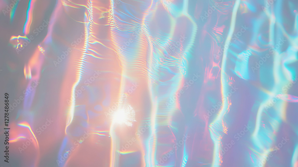 Poster ethereal iridescent water surface with rippled patterns for creative backgrounds