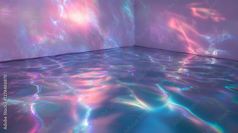 Aufkleber iridescent water surface texture reflecting ambient light for artistic background design