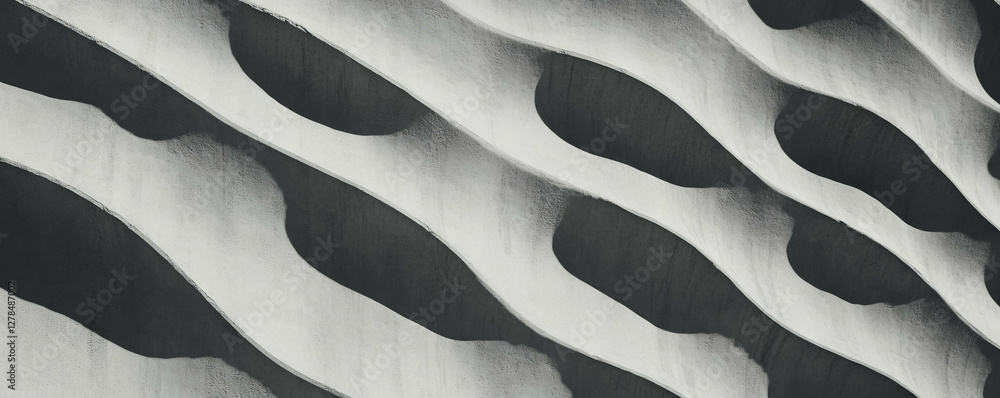 Poster Abstract waves in intersecting ribbed wall design for modern architecture projects