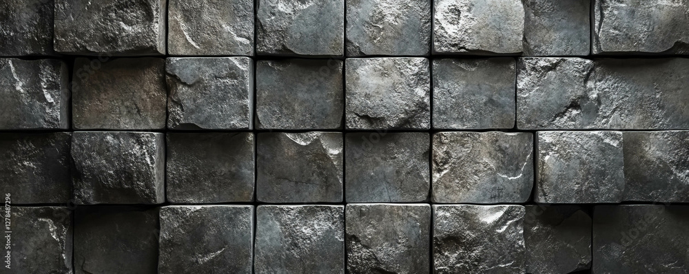 Poster abstract texture of irregular square grid on uneven stone surface for background design