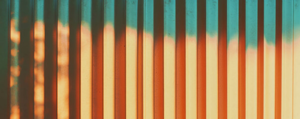 Textured ribbed wall with varied depth and bold color contrast for design and architecture