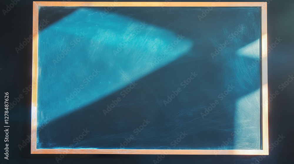 Poster Smooth matte chalkboard texture with wooden frame for background or design projects