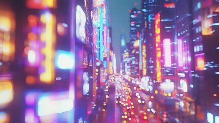 Neon City Night Traffic Blur