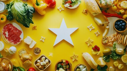 Food star rating yellow background