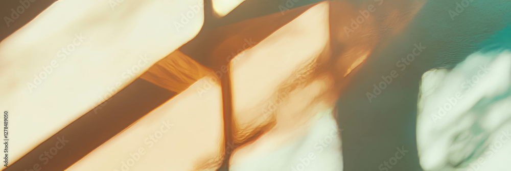 Poster abstract light patterns on beige textured wall - subtle artistic background for design