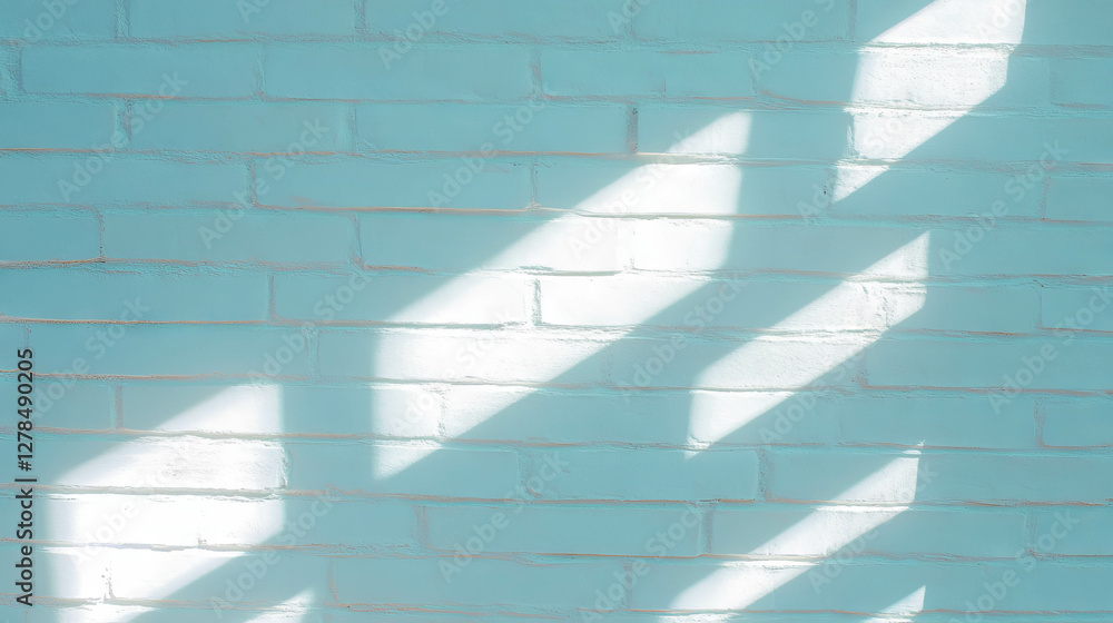 Poster light grey weathered brick texture with sunlight shadows for architectural design