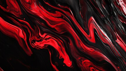 Obraz premium Abstract Red Black Swirl Fluid Acrylic Painting Texture Background Design Modern Art Digital Wallpaper Elegant Intense Vivid Rich Color Graphic Dark 