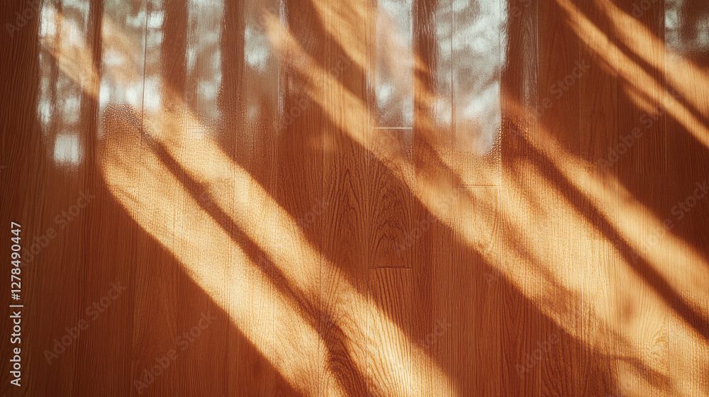 Wall mural Light hardwood wall texture with bright reflections for interior design and decor