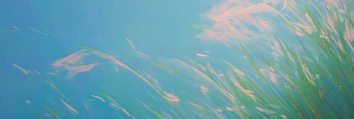 Abstract light brush strokes in pastel colors on blue background for creative art projects