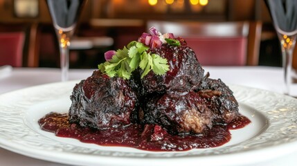 Braised Beef Short Ribs in Red Wine Reduction Sauce