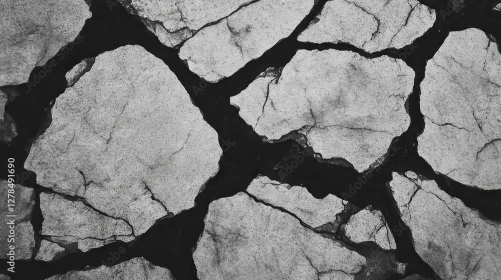 Poster textured limestone surface with dark grey veins and rough cracks for design background