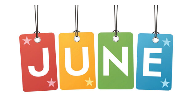 Hello June message lettering season greeting typography transparent 