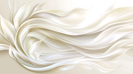 Obraz premium Elegant Cream Colored Abstract Floral Waves Design