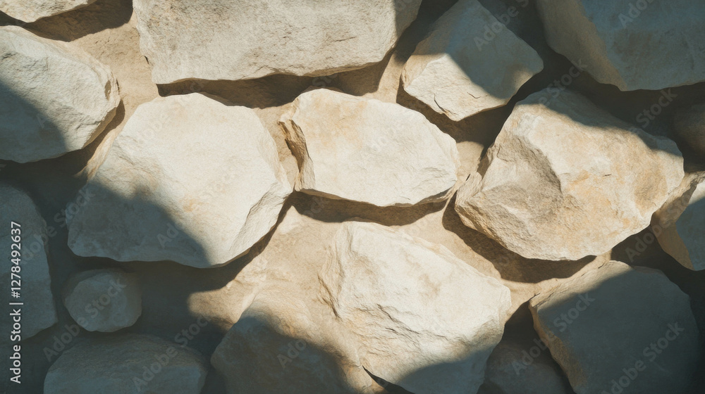 Poster Limestone texture with rough hewn surface perfect for architectural design