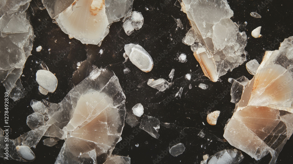 Poster closeup of limestone texture with shell fragments for natural background design