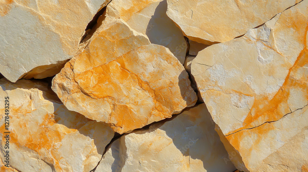 Poster Natural limestone texture with yellow ochre tint for design and background use