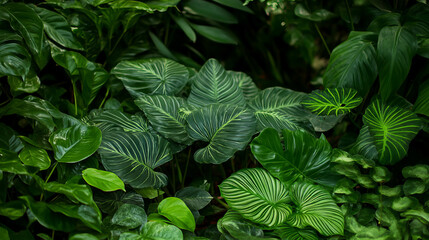 Vibrant green foliage texture for botanical design and natural background