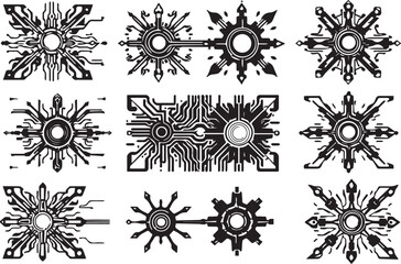 Set of elements for flat design, patterns, ornaments, mandalas. Hand drawn vector illustration