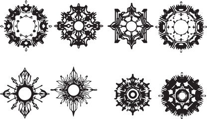 Set of elements for flat design, patterns, ornaments, mandalas. Hand drawn vector illustration