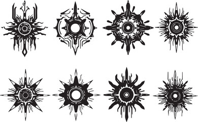 Set of elements for flat design, patterns, ornaments, mandalas. Hand drawn vector illustration