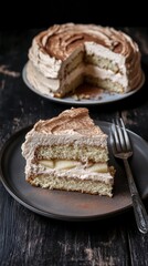 A Perfect Slice of Layered Cake with Pears