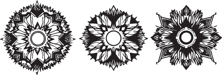 Set of elements for flat design, patterns, ornaments, mandalas. Hand drawn vector illustration