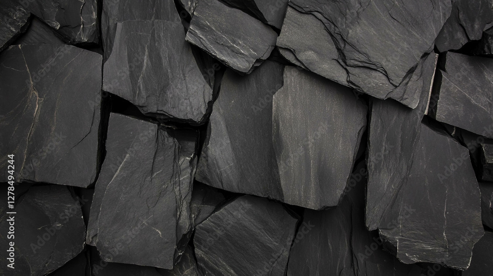 Poster natural matte black slate texture with smooth surface for design and decoration