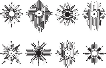 Set of elements for flat design, patterns, ornaments, mandalas. Hand drawn vector illustration
