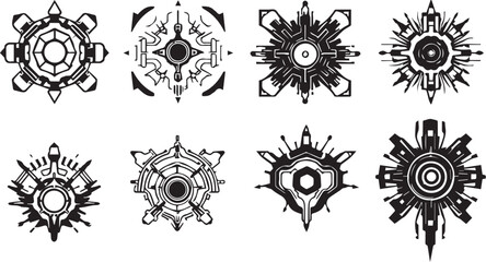 Set of elements for flat design, patterns, ornaments, mandalas. Hand drawn vector illustration