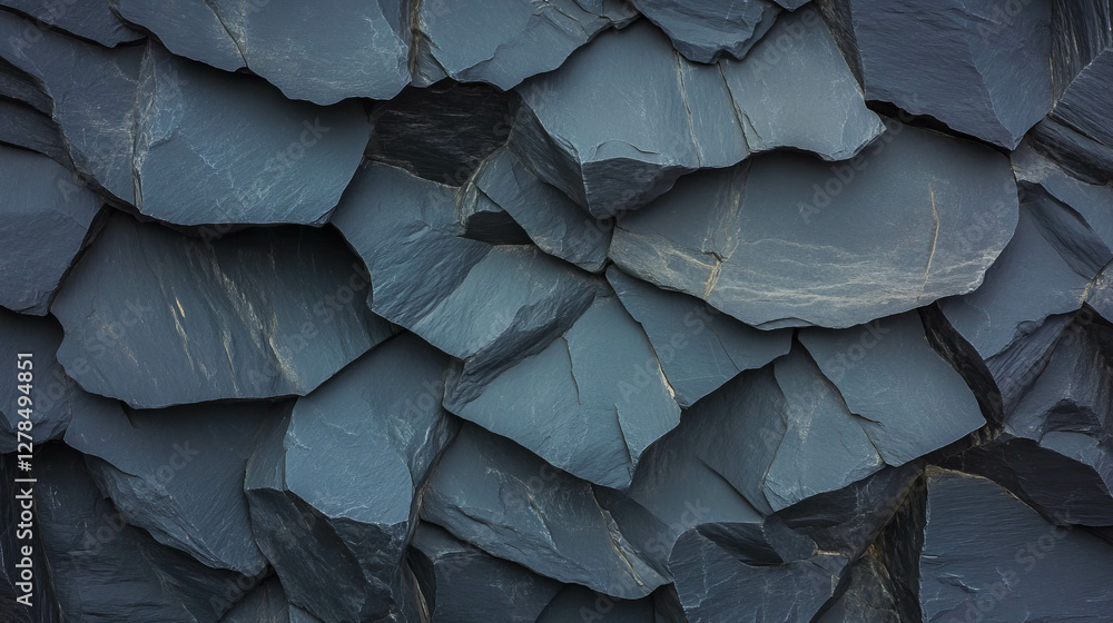 Poster Natural black slate texture with uneven rough surface for background and design