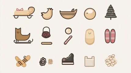 Winter Holiday Icon Set: Cute & Cozy