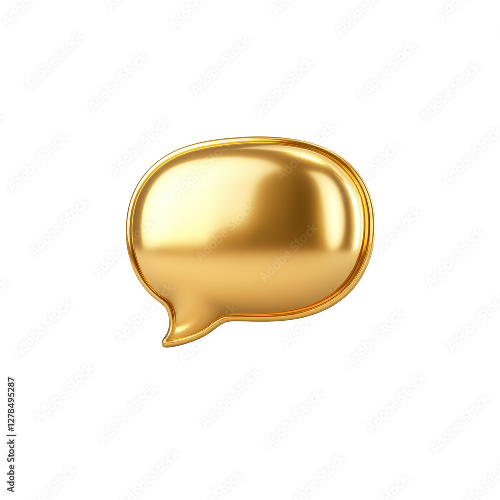 Poster shiny gold speech bubble icon for communication and messaging concepts