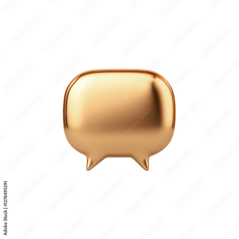 Aufkleber gold text bubble icon with rounded corners and smooth surface for digital communication