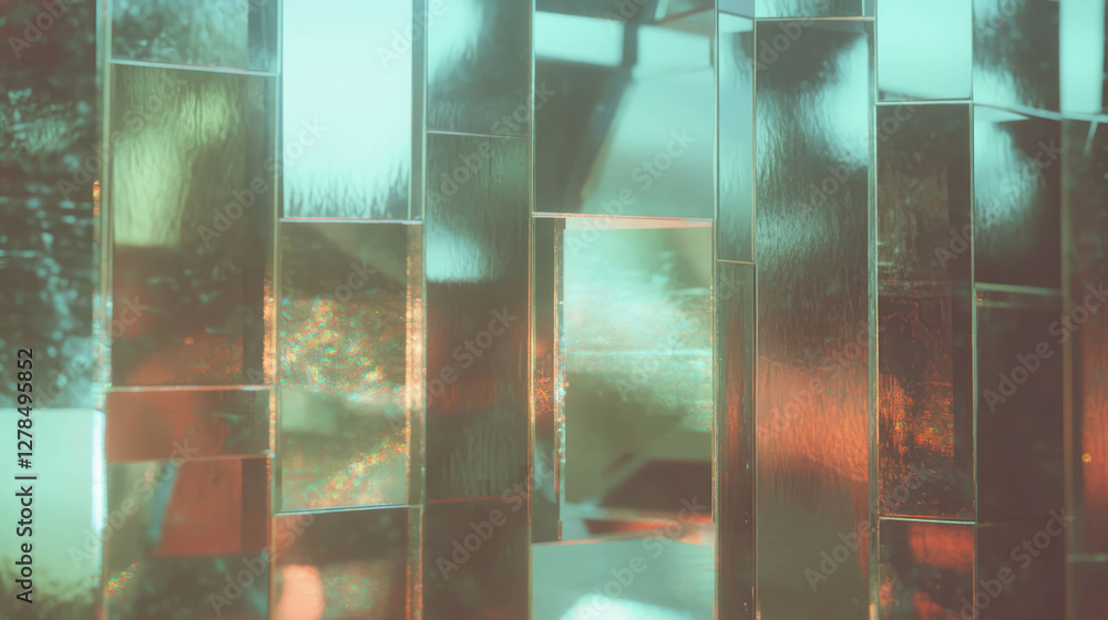 Poster Mirrored panels with fragmented light reflections - abstract texture design