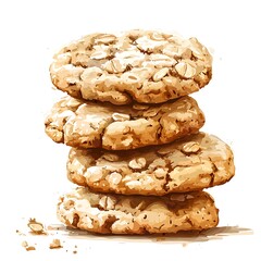 Stack of Delicious Oatmeal Cookies with Crumbs