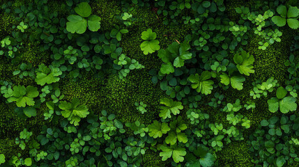 Lush tropical green moss texture in dense forest environment for natural design and decoration