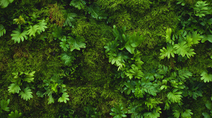 Fototapeta premium Lush green mossy forest texture for nature and design projects