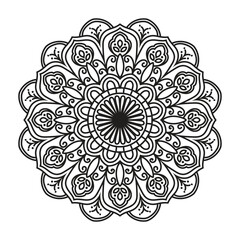 Outline Mandala for Coloring Book Page. Easy Oriental Mandala vector. Mandala Coloring book line art vector illustration. Vector abstract