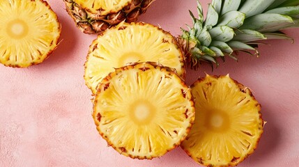 Pink backdrop sliced pineapple