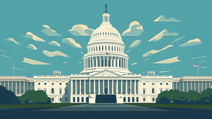 Fototapeta premium Fiscal policy response, government intervention in economic recession, budget analysis, flat design illustration