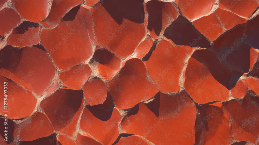 Aufkleber abstract texture of a vibrant red pebble wall with natural patterns for artistic backgrounds