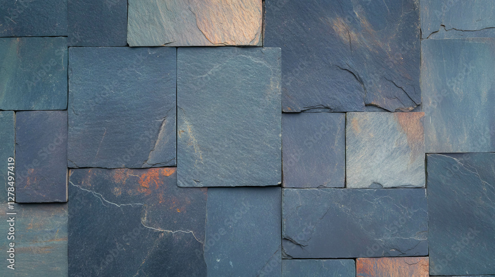 Poster multi colored slate tile texture on ceramic wall for interior design and architecture